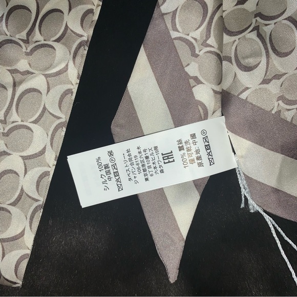 NEW! COACH Signature “C” Silk Twilly Skinny Scarf, Bone/Ivory, Brand New in Bag! - Picture 8 of 16